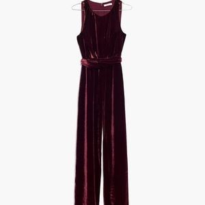 Madewell twist front velvet jumpsuit